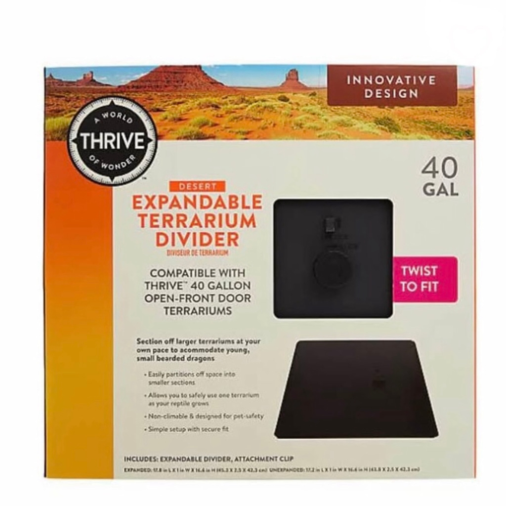 Thrive Expandable Terrarium Divider 40 Gallon Reptile Habitat Tank Separator NWT